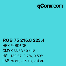 カラーコード: RGB 75 216.8 223.4 | qconv.com