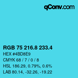 カラーコード: RGB 75 216.8 233.4 | qconv.com