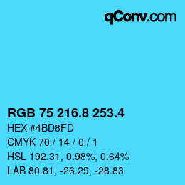 カラーコード: RGB 75 216.8 253.4 | qconv.com