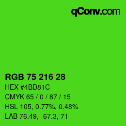 Color code: RGB 75 216 28 | qconv.com