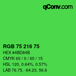 颜色代码: RGB 75 216 75 | qconv.com