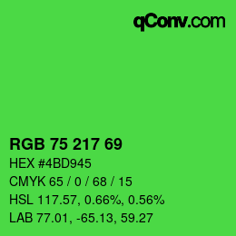 Color code: RGB 75 217 69 | qconv.com
