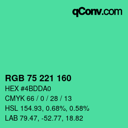 Color code: RGB 75 221 160 | qconv.com