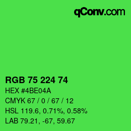 颜色代码: RGB 75 224 74 | qconv.com