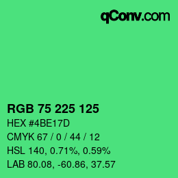 Color code: RGB 75 225 125 | qconv.com