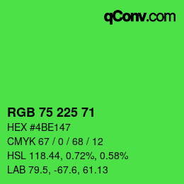 颜色代码: RGB 75 225 71 | qconv.com