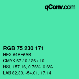 Color code: RGB 75 230 171 | qconv.com