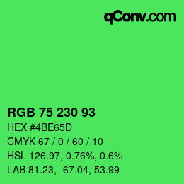 カラーコード: RGB 75 230 93 | qconv.com