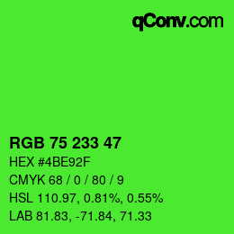 カラーコード: RGB 75 233 47 | qconv.com