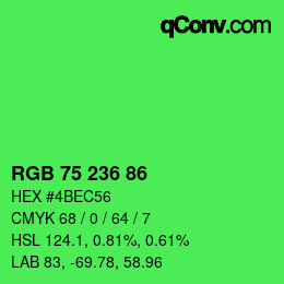 カラーコード: RGB 75 236 86 | qconv.com