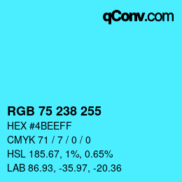 Color code: RGB 75 238 255 | qconv.com