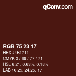 Farbcode: RGB 75 23 17 | qconv.com