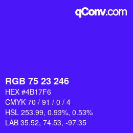 Color code: RGB 75 23 246 | qconv.com