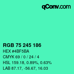 颜色代码: RGB 75 245 186 | qconv.com