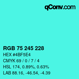 Color code: RGB 75 245 228 | qconv.com