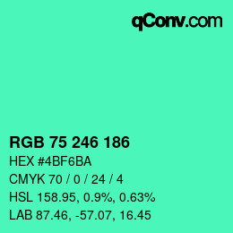 Color code: RGB 75 246 186 | qconv.com