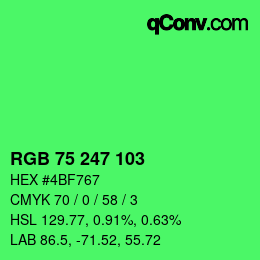 Color code: RGB 75 247 103 | qconv.com