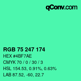 Color code: RGB 75 247 174 | qconv.com