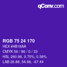 颜色代码: RGB 75 24 170 | qconv.com