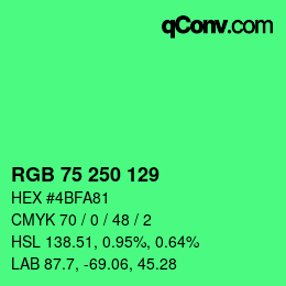 カラーコード: RGB 75 250 129 | qconv.com