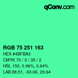 颜色代码: RGB 75 251 163 | qconv.com