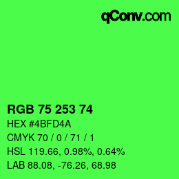 Color code: RGB 75 253 74 | qconv.com