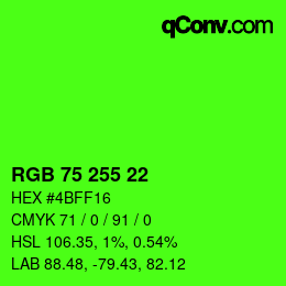 颜色代码: RGB 75 255 22 | qconv.com