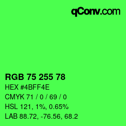 Farbcode: RGB 75 255 78 | qconv.com