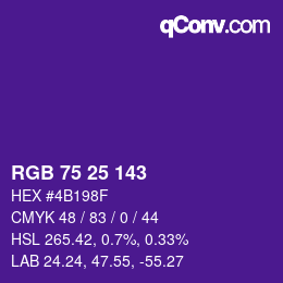 Color code: RGB 75 25 143 | qconv.com