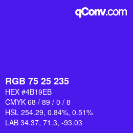 Color code: RGB 75 25 235 | qconv.com