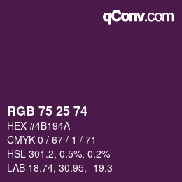 カラーコード: RGB 75 25 74 | qconv.com