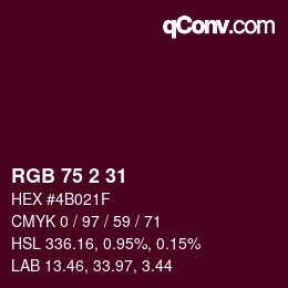 Farbcode: RGB 75 2 31 | qconv.com