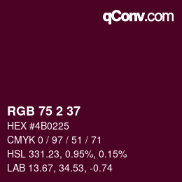 Color code: RGB 75 2 37 | qconv.com