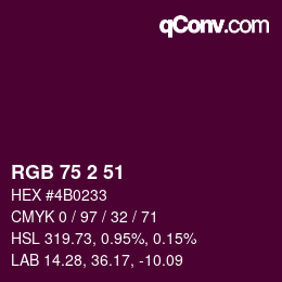 Farbcode: RGB 75 2 51 | qconv.com