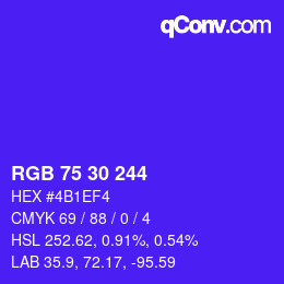 カラーコード: RGB 75 30 244 | qconv.com