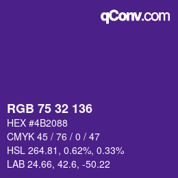 颜色代码: RGB 75 32 136 | qconv.com