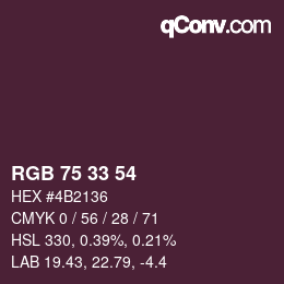 颜色代码: RGB 75 33 54 | qconv.com
