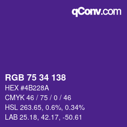 Color code: RGB 75 34 138 | qconv.com