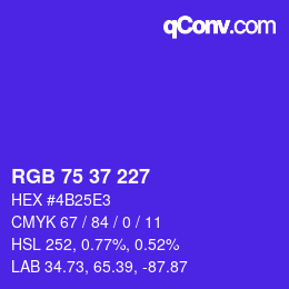 Color code: RGB 75 37 227 | qconv.com