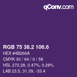 カラーコード: RGB 75 38.2 106.6 | qconv.com