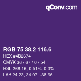 カラーコード: RGB 75 38.2 116.6 | qconv.com