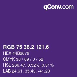 カラーコード: RGB 75 38.2 121.6 | qconv.com