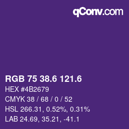カラーコード: RGB 75 38.6 121.6 | qconv.com