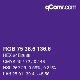 カラーコード: RGB 75 38.6 136.6 | qconv.com