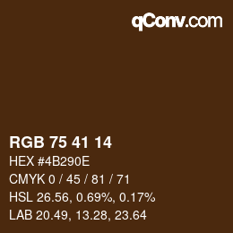 颜色代码: RGB 75 41 14 | qconv.com