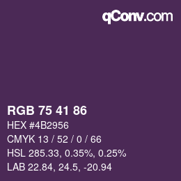 Color code: RGB 75 41 86 | qconv.com