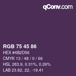 Código de color: RGB 75 45 86 | qconv.com