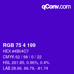 Color code: RGB 75 4 199 | qconv.com