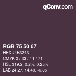 カラーコード: RGB 75 50 67 | qconv.com