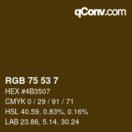 Farbcode: RGB 75 53 7 | qconv.com